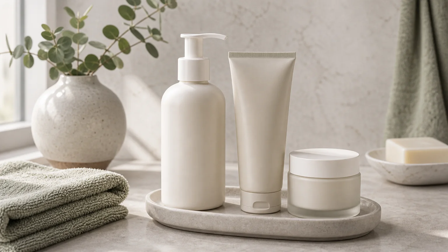 Rotina de farmácia sem marcas visíveis para pele sensível