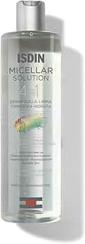 ISDIN Micellar Solution, Água micelar 4 en 1, Limpieza Suave para uma pele Hidratada e Tonificada, 400 ml