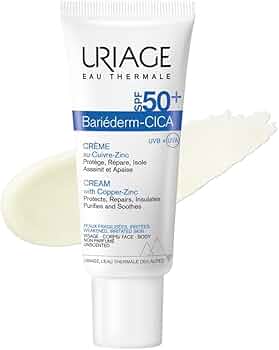 Uriage Bariderm-Cica Creme Multiusos com Protetor Solar SPF50+. Creme Facial de dia com Cobre-Zinc - Previen