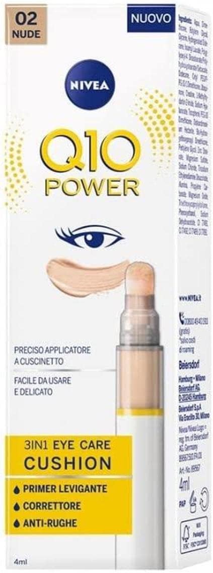 NIVEA Q10 POWER 3 en 1 Eye Care Cushion 02 Nude 4 ml, Creme para Olhos coloreada e hidratante