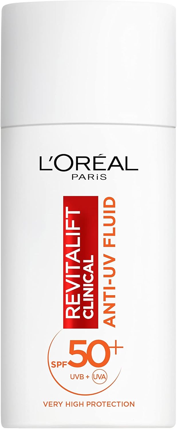 L'Oréal Paris Cuidado facial com SPF 50+ e vitamina C antioxidante, fluido anti-UV para todos os tipos de pele