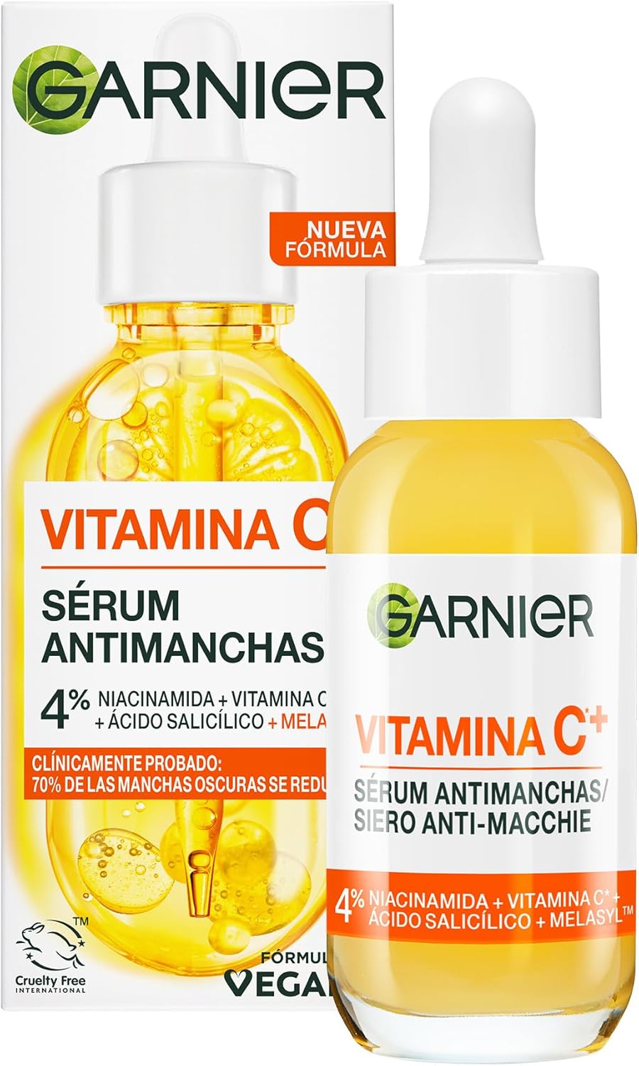 Garnier Vitamina C Sérum para manchas de dia com 4% de [Vitamina C + Niacinamida + Ácido Salicílico + Melasyl